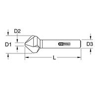 KS Tools 336.0191 Avellanador desbarbador HSS TiN de 90°, 25 mm