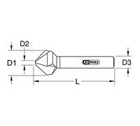 KS Tools 336.0204 Avellanador desbarbador HSS TiN de 120°, 12,4 mm