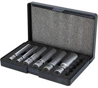 KS Tools 500.7325 Juego de llaves de vaso es para bujías de incandescencia y de chispa de 1/4" + 3/8" con articulación, 11 pzs