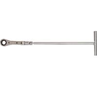 KS Tools 500.7342 Carraca articulada de anillo con mango en T para bujías de incandescencia, 12 mm