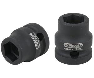 KS Tools 515.0059 Llave de vaso de impacto hexagonal de 1/2", extracorta, 13,0 mm