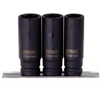 KS Tools 515.0103 1/2" Juego de llaves de vaso de impacto hexagonal, largas, 3 pzs