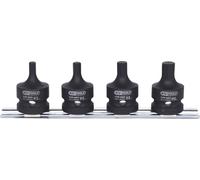 KS Tools 515.1103 1/2" Juego de llaves de vaso de impacto con punta para tornillos con encastre hexagonal, cortas, 4 pzs