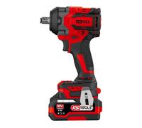 KS TOOLS 515.4710F - Llave de impacto (1/2", llave de impacto inalámbrica sin rosca, potencia 18 V, 850 Nm, 1,5 kg, sin batería, incluye 2 baterías de 4 Ah