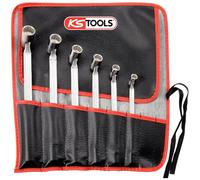 KS Tools 517.0310 - Pack de 6 piezas con llaves articuladas dobles, en bolsa enrollable, gran radio de rotación (tamaño: 8x9-18x19 mm)
