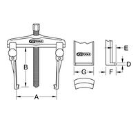 KS Tools 620.0063 Extractor universal de sujeción rápida de 2 garras con garras delgadas y prolongadas, 20-90 mm, 200 mm, 2,5 t