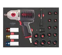 KS TOOLS 712.1020 - Llave de impacto neumática monstruo de 1/2" con juego de enchufes y accesorios - Aprietatuercas de impacto de alto rendimiento - Destornillador eléctrico - Módulo de servicio y