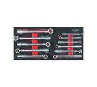 Ks Tools 713.2011 Juego 11 Llaves Fijas Para Tubería 6 Puntas 8-19 Mm En Módulo 1/3 De Espuma Con Encaje Cortado Por Láser