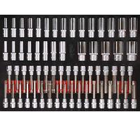 KS Tools 811.0063 Juego de llaves de vaso de 1/2'' y llaves de vaso con punta en inserto de gomaespuma, 63 pzs