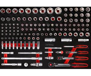KS Tools 811.0139 Juego de llaves de vaso de 1/4'' + 3/8'' + 1/2'' en inserto de gomaespuma, 139 pzs