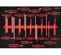 KS Tools 811.1018 Juego de llaves acodadas con mango en T en inserto de gomaespuma, 18 pzs