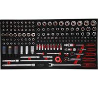 KS Tools 813.0156 Juego de llaves de vaso de 1/4'' + 3/8'' + 1/2'' en inserto de gomaespuma, 156 pzs