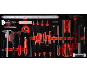 KS Tools 813.1036 Juego de martillos, cinceles y herramientas de medición en inserto de gomaespuma, 36 pzs