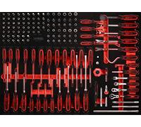 KS Tools 821.0142 Juego de llaves de vaso de 1/4'' y destornilladores en inserto de gomaespuma, 142 pzs