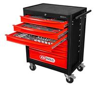 KS Tools 897.7215 Carro de taller ECOline NEGRO/ROJO con 7 cajones y 215 pzs Herramientas de alta calidad