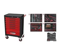 KS Tools 897.7515 Carro de taller ECOline NEGRO/ROJO con 7 cajones y 515 pzs Herramientas de alta calidad