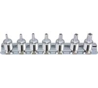 KS Tools 918.1545 1/4" Juego de llaves de vaso con punta para tornillos de estrella de cinco puntas con orificio frontal CHROMEplus, 7 pzs, TS10-TS40
