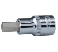 KS Tools 918.1606-E 1/2" Llave de vaso con punta para tornillos con encastre hexagonal CHROMEplus, corta, 6 mm, colgador