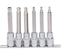 KS Tools 918.1665 1/2" Juego de llaves de vaso con punta para tornillos con encastre hexagonal CHROMEplus, largas, 6 pzs 5-12mm