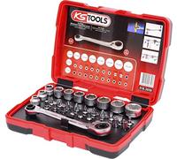 KS Tools 918.3050 Juego de llaves de vaso y puntas para carraca hueca de 1/4" + 11 mm, 31 pzs