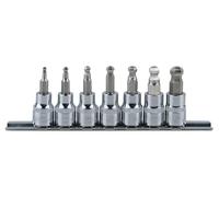 KS Tools 918.3772 3/8" Juego de llaves de vaso con punta de cabeza de bola para tornillos con encastre hexagonal CHROMEplus, 7 pzs3-10 mm