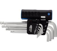 KS Tools 920.2250 Juego de llaves Allen,10 pzs largos, con cabeza esférica, pulgadas