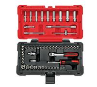 KS TOOLS 922.0655 - Estuche de llaves y accesorios (12 caras, 1/4", gama ULTIMATE®, carraca reversible de 72 dientes, acabado cromado satinado, 54 piezas)