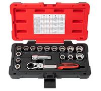 KS Tools 922.4040 - Juego de llaves de vaso (3/8" + 1/2", 10 a 24 mm, serie TRIPLEPLUS macho, 19 mm, acabado cromado satinado, 17 piezas)