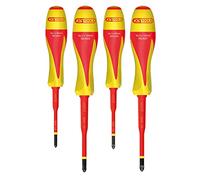 KS Tools 922.6228 - Juego de destornilladores de doble material aislados (1000 V, 4 unidades), color blanco