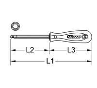 KS Tools 962.0955 Destornillador Allen BERYLLIUMplus con mango, recto para tornillos con encastre hexagonal y cabeza de bola 10 mm