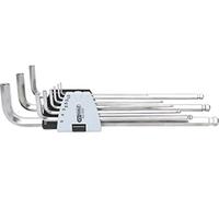 KS Tools 964.0520 Juego de llaves Allen acodadas con cabeza esférica de acero fino XL, 9 pzs