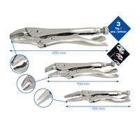 KS TOOLS Brillante Gripzangen-Satz, 3-tlg Set de Pinzas Gripzangen-Satz
