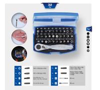 KS Tools Brillante Juego de Brocas Con Bit-Umschaltratsche, 32-tlg