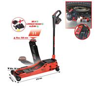 KS Tools E-Performance Gato Hidráulico De Batería, 3 T, Altura Máx. 616 Mm