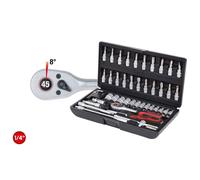 KS TOOLS Juego De Llaves De 1/4" 48 Piezas Caja De Carraca + Linterna