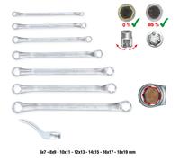 KS Tools Rescuepower Juego de Llave de Doble Anillo, Acodado 7-tlg 6-19mm