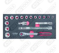 KS TOOLS Scs Cromo 1/2'' Set de Llaves Conexión, 18-tlg 1/3 Sistema Repuestos