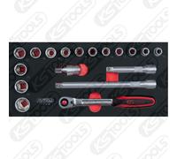 KS TOOLS SCS Juego De Llaves De 1/2'' 18 Pzs En Inserto De Sistema 1/3 713.3018