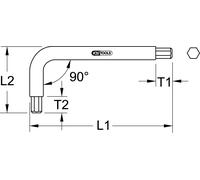 KS Tools Titanplus Llaves Angular Hexagonal Interior Hexagonal, 9mm (965.0409)