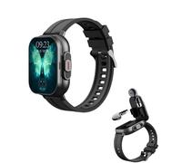 Ksaipx Reloj inteligente 2 en 1 con auriculares inalámbricos | Pantalla táctil HD de 2.4 pulgadas, monitor de salud, NFC, llamadas Bluetooth, batería de 15 días, más de 20 modos deportivos, negro