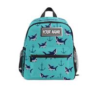 Ksajwzf Mochila personalizada con nombre para niños, diseño de delfín, diseño de delfín, mochila para niñas y niños, con nombre personalizado de peces marinos preescolares, Multicolor