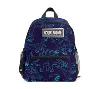 Ksajwzf Mochila personalizada con nombre para niños, mochila de dinosaurio animal para niñas y niños, con nombre personalizado, dinosaurio, preescolar, Multicolor
