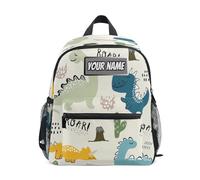 Ksajwzf Mochila personalizada con nombre para niños, mochila infantil de dinosaurio para niñas y niños, con nombre personalizado, diseño de dinosaurio preescolar, Multicolor