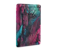 Ksajwzf Tarjetero de cuero fino y clip para dinero, diseño de hojas de palma tropicales, bloqueo RFID, para mujeres y hombres, árbol de acuarela