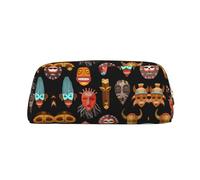 KSANNNS African Ritual Ethnic Tribal Masks Printed Simple Portable Stationery Bag Light and Spacious School Office Stationery Storage Box, Gold, Talla única, Neceser de maquillaje