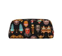 KSANNNS African Ritual Ethnic Tribal Masks Printed Simple Portable Stationery Bag Light and Spacious School Office Stationery Storage Box, Silver, Talla única, Neceser de maquillaje