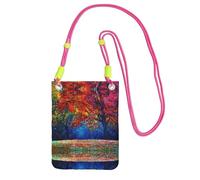 KSANNNS Bolsa de mensajero estampada compacta y ligera con diseño de árboles coloridos abstractos, adecuada para viajes diarios, viajes y compras, fucusia, Talla única