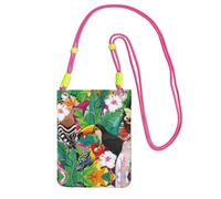 KSANNNS Bolsa de mensajero estampada compacta y ligera con diseño de pájaros tropicales y hojas de plantas, adecuada para viajes diarios, viajes y compras, fucusia, Talla única