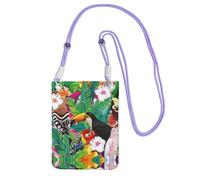 KSANNNS Bolsa de mensajero estampada compacta y ligera con diseño de pájaros tropicales y hojas de plantas, adecuada para viajes diarios, viajes y compras, Purple, Talla única