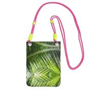 KSANNNS Bolsa de mensajero estampada compacta y ligera con hojas de palma, color verde, adecuada para viajes diarios, viajes y compras, fucusia, Talla única